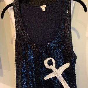 J Crew Sequined Tank - Nautical